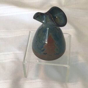 Artisan Ceramic Vase in Blue and Brown signed RMD tree design used great cond.